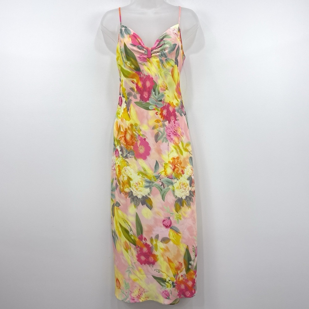 Le Superbe Bessette Slip Dress 2 Melting Lemons Fruit Y2K Romantic Bias Cut Sexy